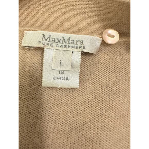 Max Mara 100% Cashmere Beige Tan Wrap Sweater Cardigan L Old Money Luxury - Picture 2 of 8